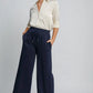 Umgee Drawstring Wide Leg Pants with Pockets Midnight Pants