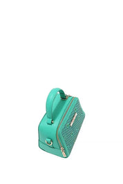 Vegan Geometric Pattern Structured Handbag | Handbags Daverri Fashions