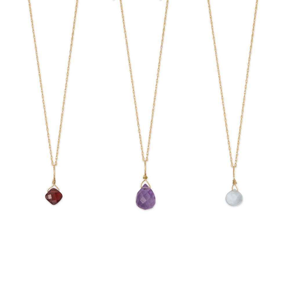 16" 14 Karat Gold Birthstone Necklace (-December) Necklaces