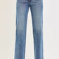 RISEN Tummy Control 4-Way Stretch Mid Rise Straight Blue Denim Jeans