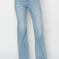 RISEN Full Size High Rise Raw Cut Hem Bootcut Jeans Light