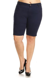 Plus Size High Waist Solid Stretch Short Pants Shorts