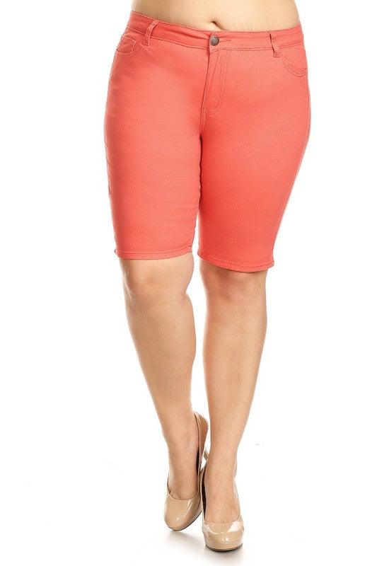 Plus Size High Waist Solid Stretch Short Pants Shorts