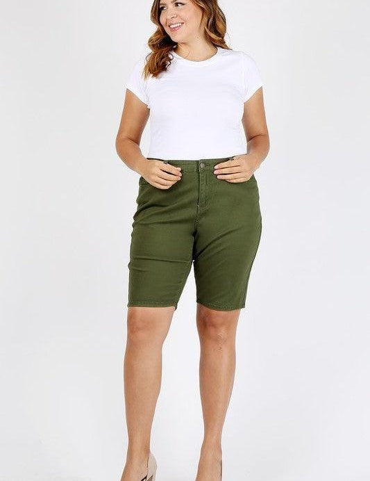 Plus Size High Waist Solid Stretch Short Pants Shorts