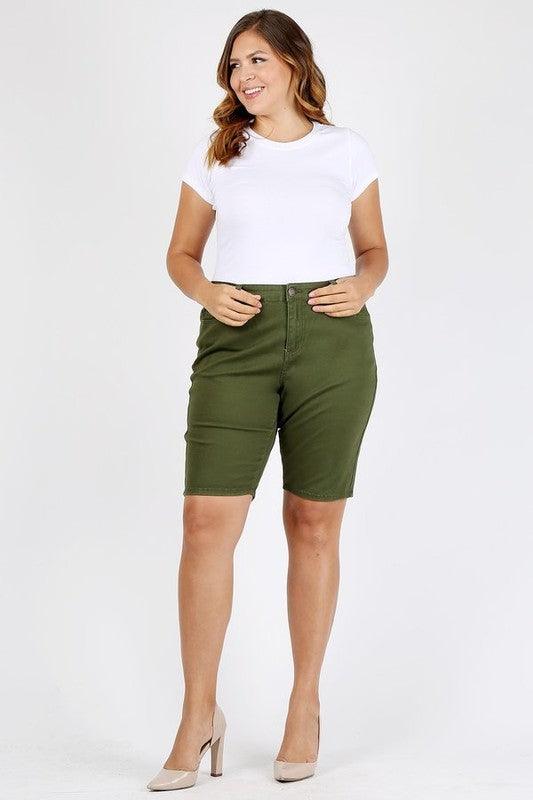 Plus Size High Waist Solid Stretch Short Pants Shorts