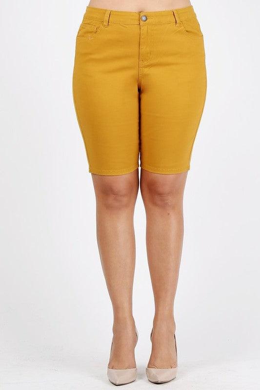 Plus Size High Waist Solid Stretch Short Pants Shorts