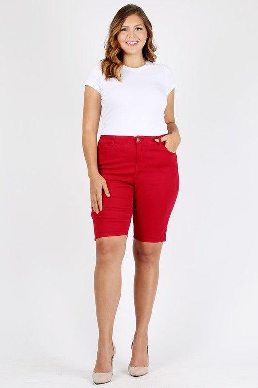 Plus Size High Waist Solid Stretch Short Pants Shorts