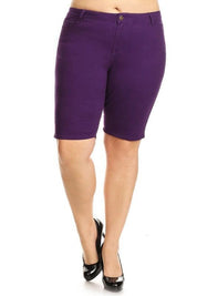 Plus Size High Waist Solid Stretch Short Pants Shorts