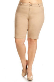 Plus Size High Waist Solid Stretch Short Pants Shorts