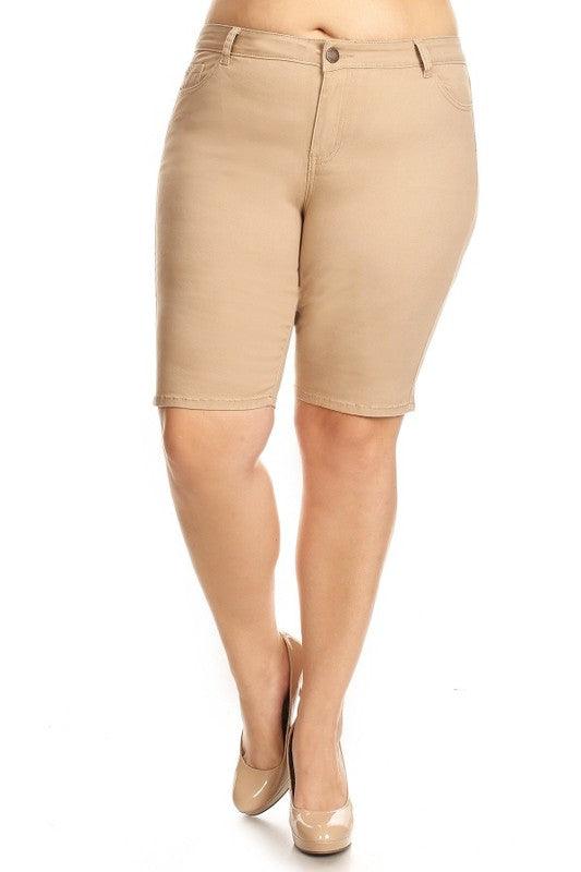 Plus Size High Waist Solid Stretch Short Pants Shorts