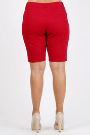 Plus Size High Waist Solid Stretch Short Pants Shorts