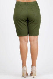 Plus Size High Waist Solid Stretch Short Pants Shorts