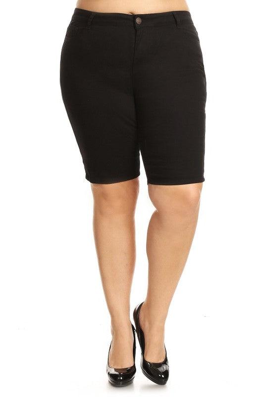 Plus Size High Waist Solid Stretch Short Pants Shorts