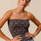 SO ME Jacquard Floral Two Tone Seamless Tube Top 2TONE BLACK Tube Tops