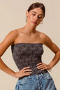 SO ME Jacquard Floral Two Tone Seamless Tube Top - DAVERRI FASHIONS