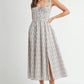 MABLE Floral Print Bustier Back Lace Up Midi Dress