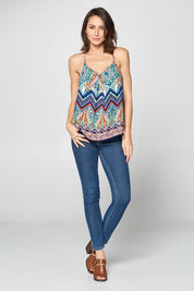 Sleeveless Print V-neck Tank Top | Tank Tops Daverri Fashions