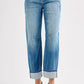 RISEN Slouchy Crop Barrel Cuffed Jeans - DAVERRI FASHIONS