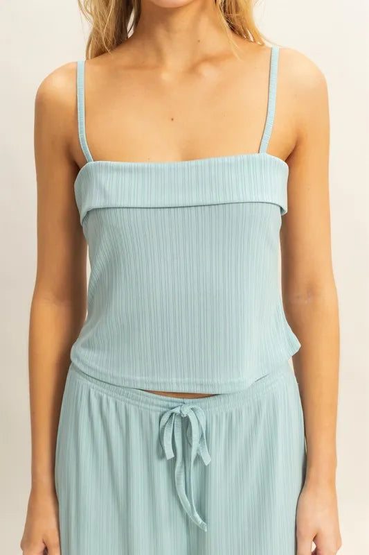 HYFVE Rib Knit Cami Top and Pants Set Outfit Sets