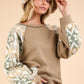 VERY J Printed Long Sleeve Round Neck Knit Top Tops