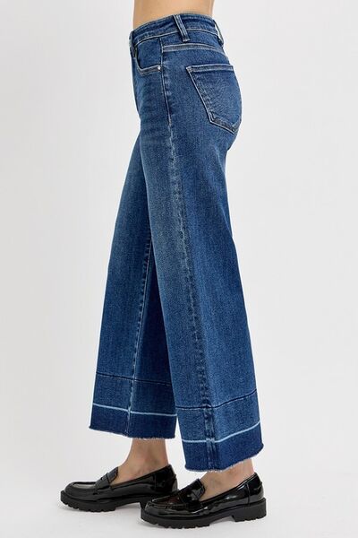 RISEN Tummy Control High Rise Crop Wide Hem Jeans Jeans