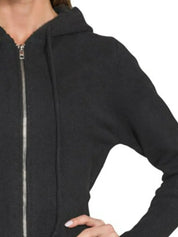 Zenana Drawstring Zip Up Hooded Cardigan Black | Cardigans Daverri Fashions