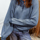 Lace patchwork mineral wash baggy sweatshirt in faded blue with lace trim