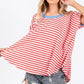 Ces Femme Striped Round Neck Short Sleeve T-Shirt T-Shirts
