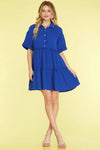 She + Sky Full Size Button Front Frill Tiered Mini Dress Plus Size - DAVERRI FASHIONS