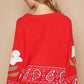 POL Flower Lace Patch Long Sleeve Sweater - DAVERRI FASHIONS