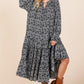 Mittoshop Printed Tie Neck Flounce Sleeve Midi Dress - DAVERRI FASHIONS