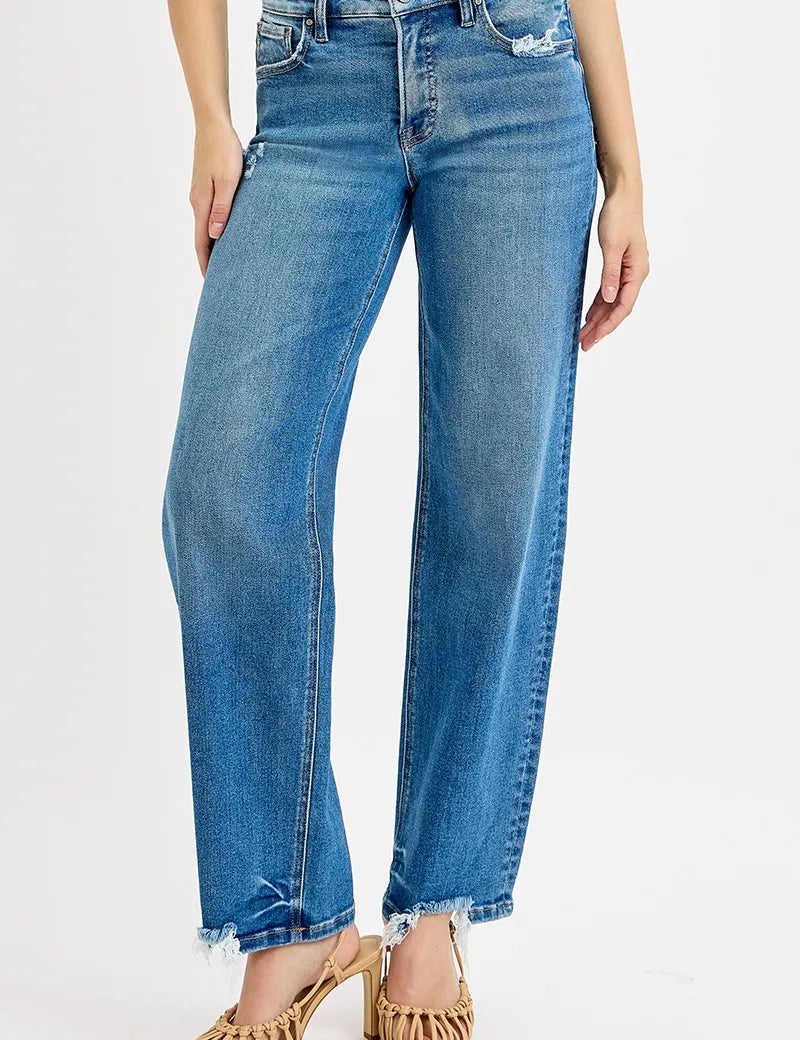 RISEN Full Size Mid Rise Baggy Jeans Plus Size | Jeans Daverri Fashions
