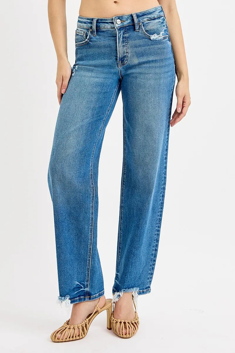 RISEN Full Size Mid Rise Baggy Jeans Plus Size Jeans