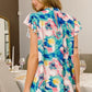 BiBi Floral Round Neck Ruffled Cap Sleeve Blouse Blouses