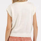 Mittoshop Contrast Letter Round Neck Cap Sleeve Knit Top Tops