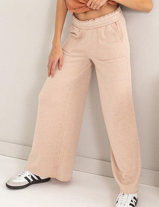 High Rise Wide Leg Drawstring Pants Lounge Pants