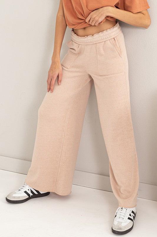 High Rise Wide Leg Drawstring Pants Lounge Pants