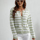 Striped Button Front Cardigan - DAVERRI FASHIONS