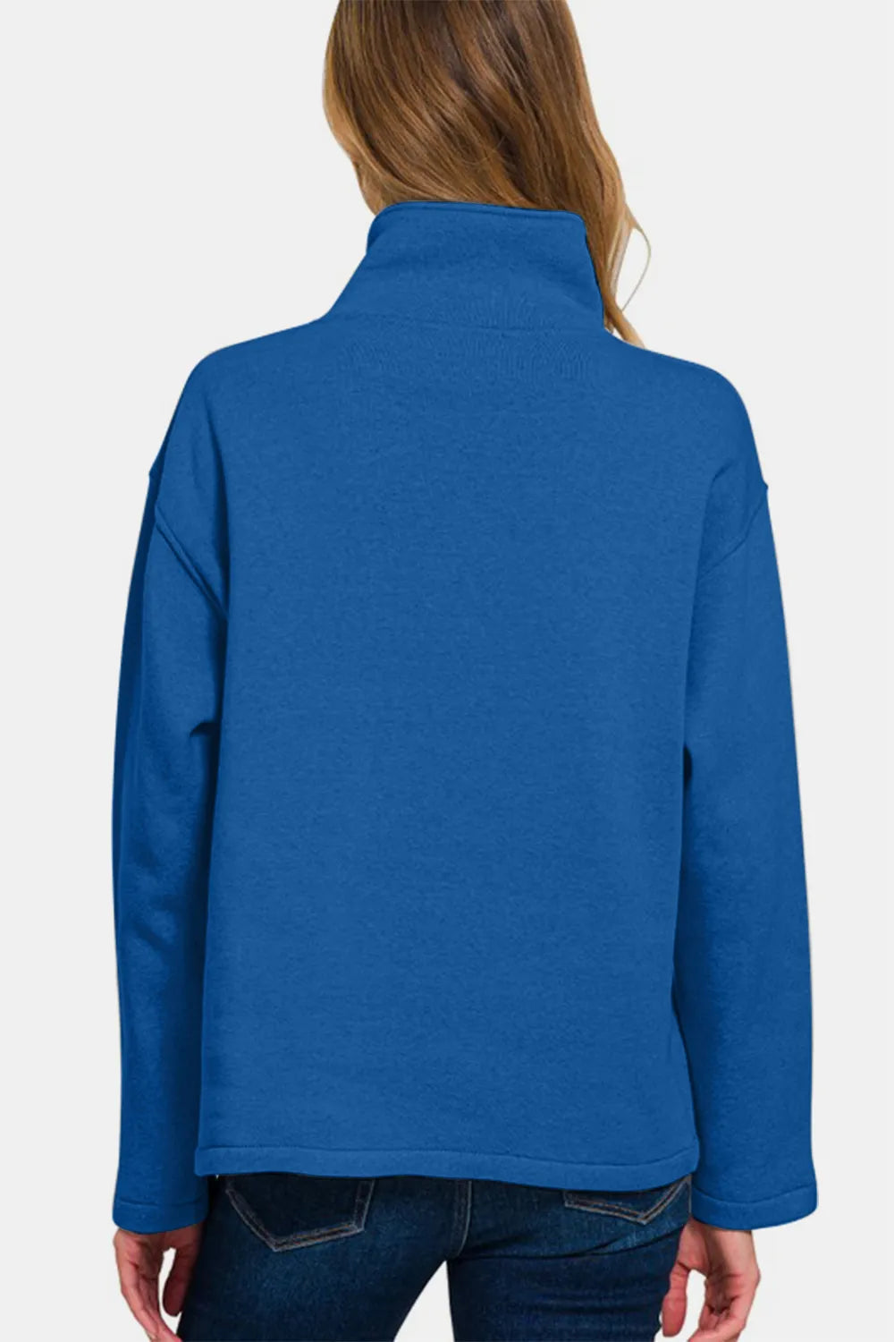 Zenana Turtleneck Half Snap Fleece Sweatshirt Sweatshirts