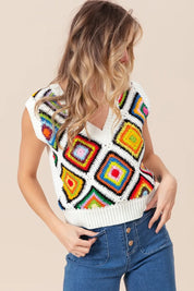 BiBi Diamond Granny Square Sweater Vest | Sweater Vests Daverri Fashions