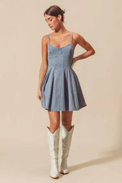 SO ME A Line Fit and Flare Denim Mini Dress | Daverri Fashions