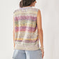 Davi & Dani multi-color crochet sleeveless knit vest in pastel stripes