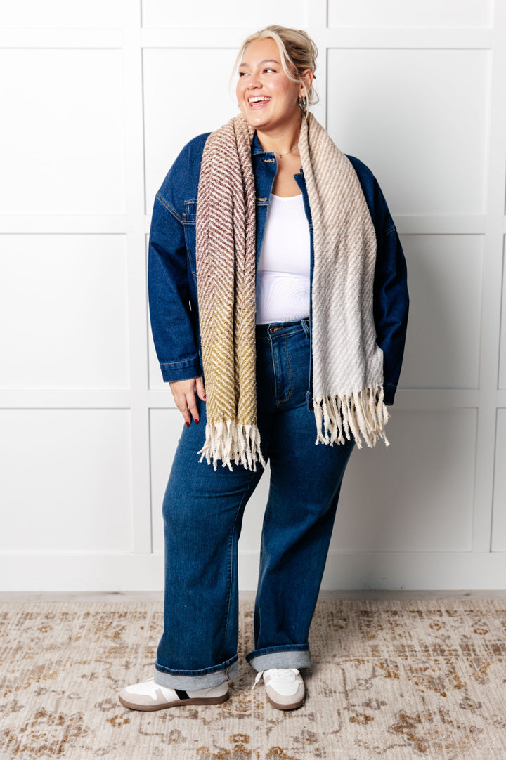 Cold Front Fringe Scarf in Blue and Green Accessories