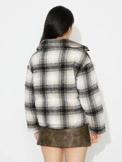 Plaid Zip Up Long Sleeve Jacket | Jackets Daverri Fashions