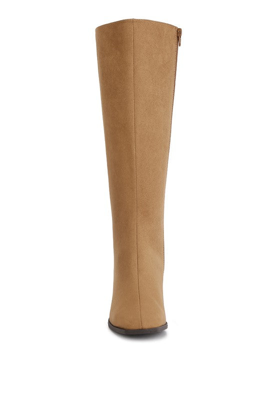 Paytin Faux Leather Block Heel Calf Length Boots | Boots Daverri Fashions