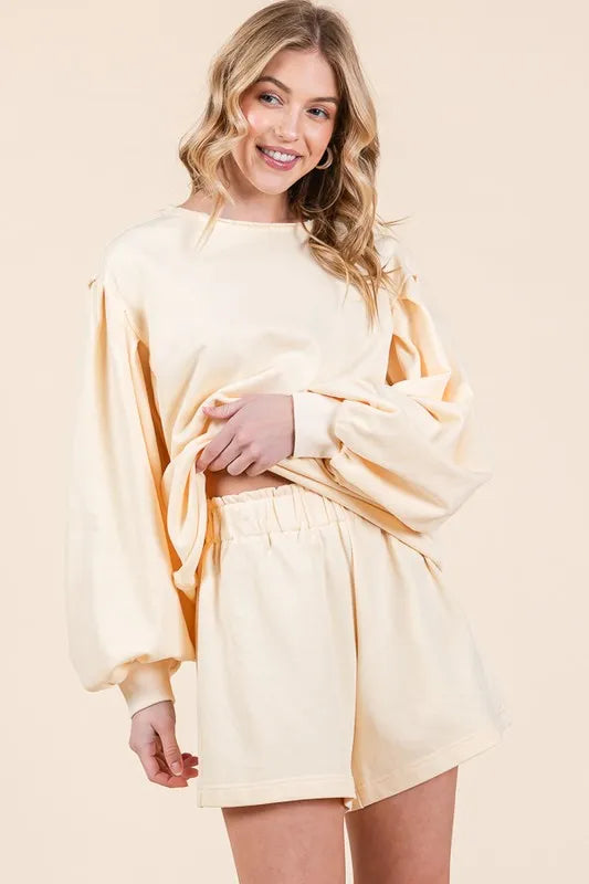 Lime 'N' Chili French Terry Sweatshirt and Shorts Set