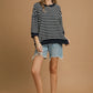Umgee Ribbed Hem Striped Oversized Knit Top