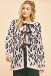 Davi & Dani Leopard Ribbon Tie Front Loose Fit Cardigan - DAVERRI FASHIONS