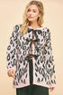 Davi & Dani Leopard Ribbon Tie Front Loose Fit Cardigan Blush Pink Cardigans