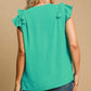 Umgee Full Size V-Neck Double Layered Ruffle Sleeve Blouse Plus Size Blouses
